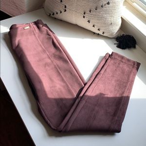Ivanka Trump Burgundy Straight Faux Suede Pants